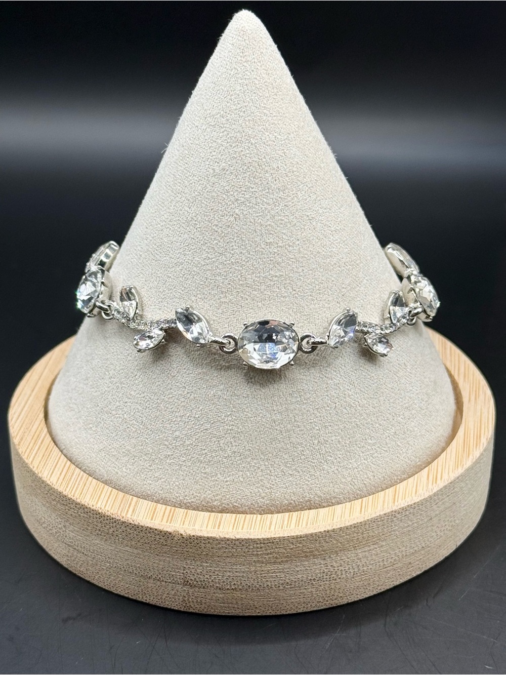Givenchy Silver Tone Crystal Stone Viney Flex Bracelet